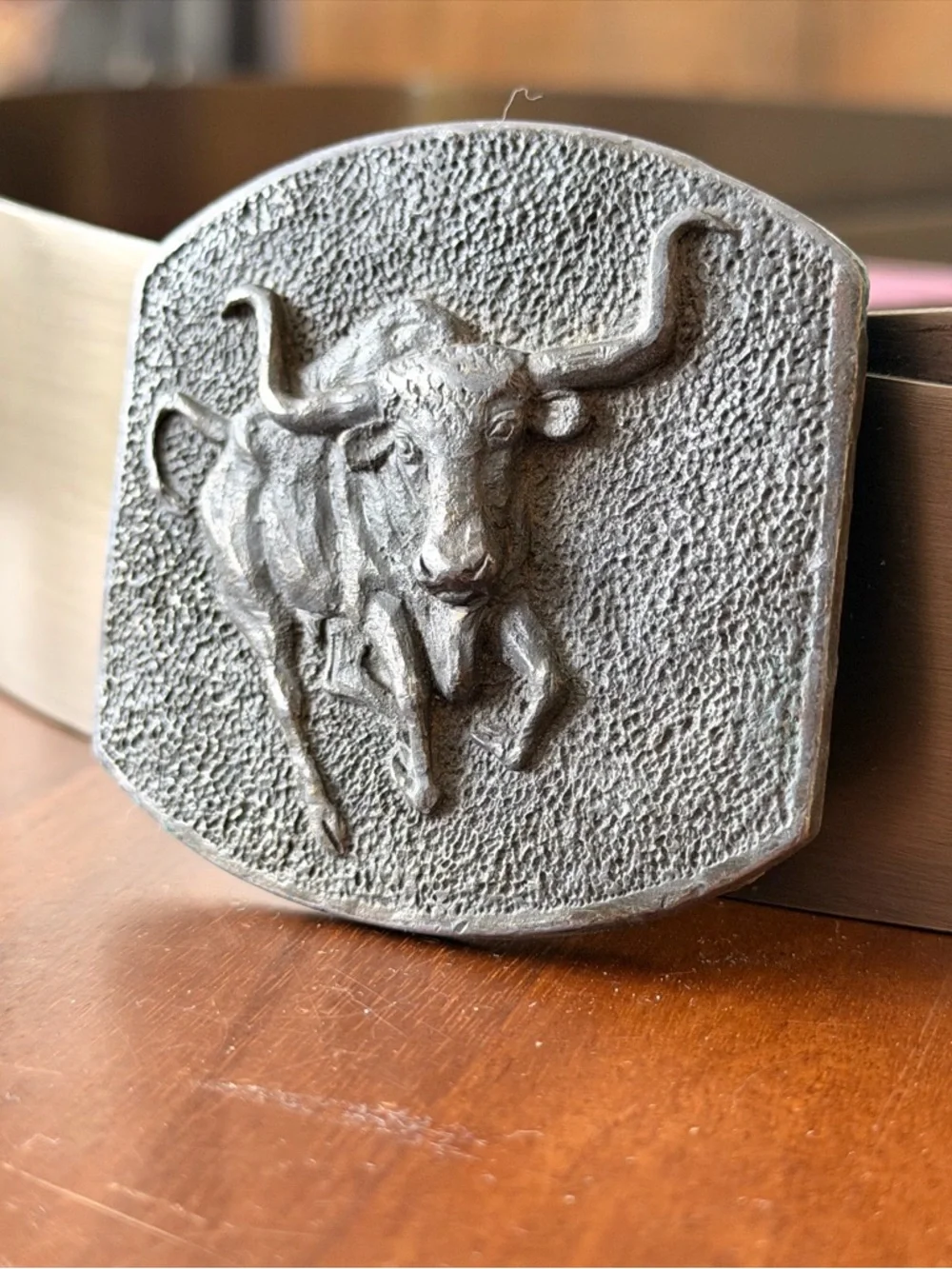 Vintage 1981 Bull Motif Belt Buckle